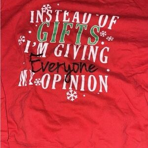 Red Graphic Tee with Holiday Print